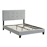 Streamdale Cream Upholstered Queen Platform Bed with Tufted Headboard