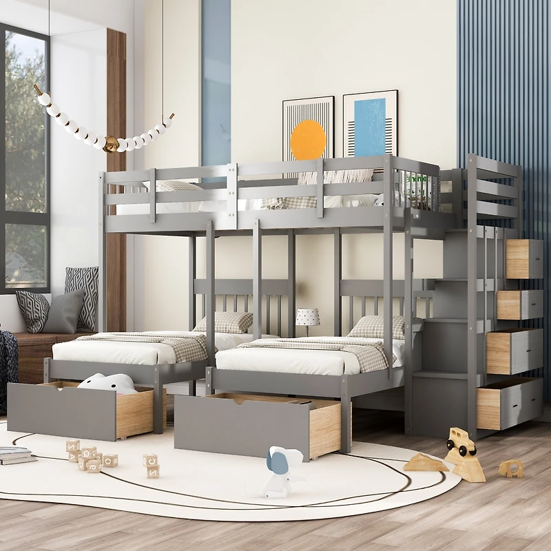 Streamdale Triple Bunk Bed with Drawers and Rails