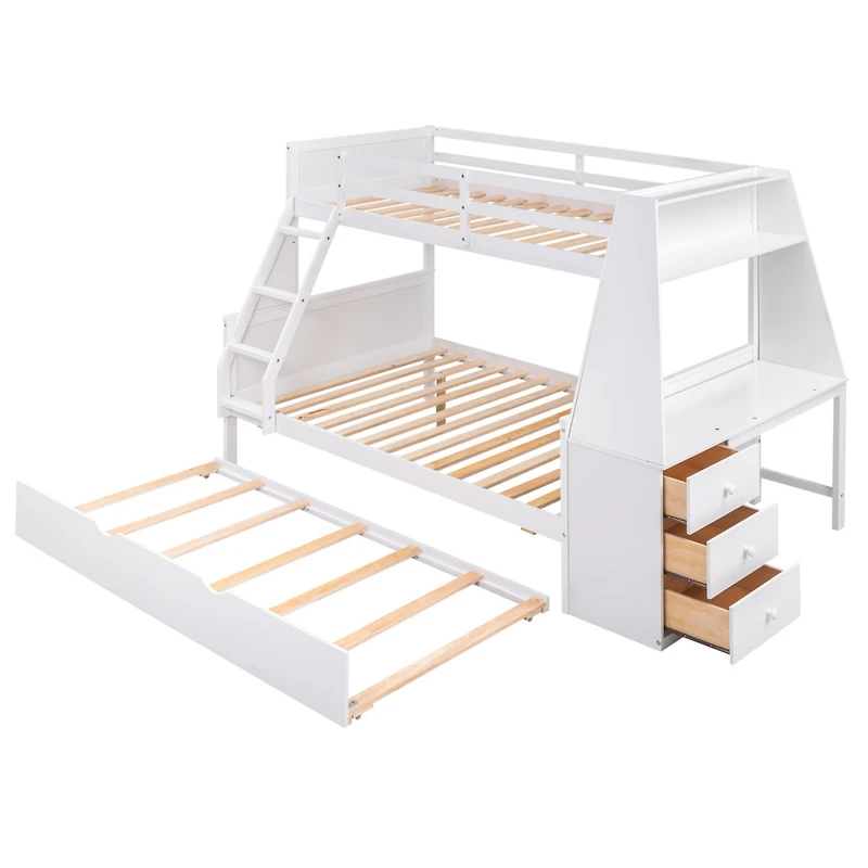 Streamdale 3-in-1 Bunk Bed with Desk, Trundle & Storage