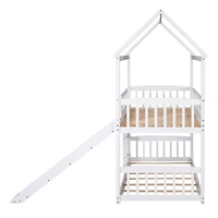 Streamdale Twin Over Twin Bunk Bed With Slide, House Bed With Slide