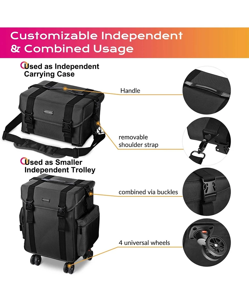 Byootique Classic Black Rolling 2in1 Cosmetic Case Sided Makeup Artist Organizer