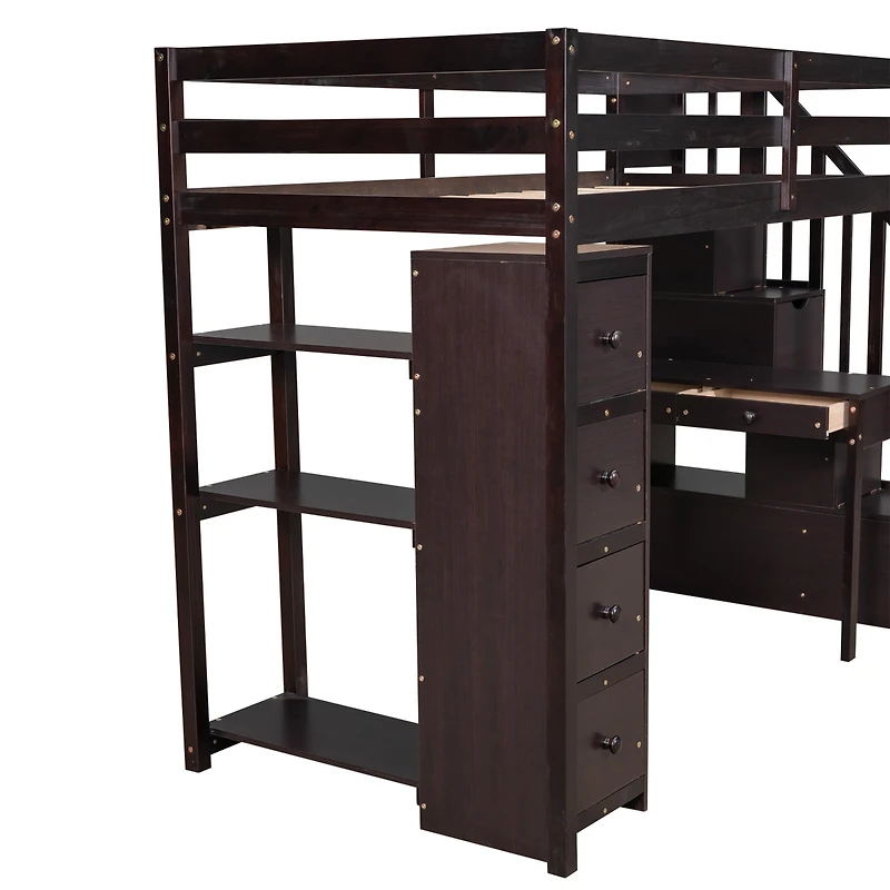 Streamdale Twin Loft Bed with Storage, Desk, and Stairs