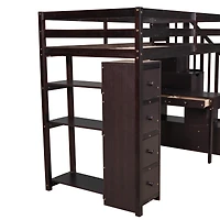Streamdale Twin Loft Bed with Storage, Desk, and Stairs