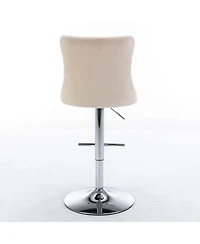 Simplie Fun Adjustable Swivel Velvet Barstools, Set of 2