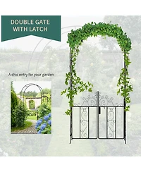 Elegant Metal Garden Arch with Gate for Gardening and Events