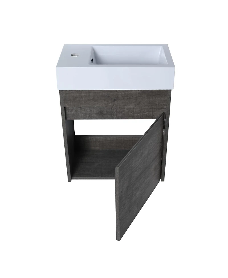 Simplie Fun 18" Floating Wall-Mounted Bathroom Vanity With Resin Sink & Soft-Close Cabinet Door