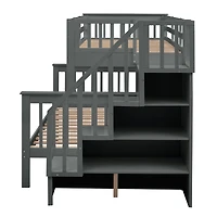 Streamdale Twin-Over-Full Bunk Bed with Storage and Guardrails