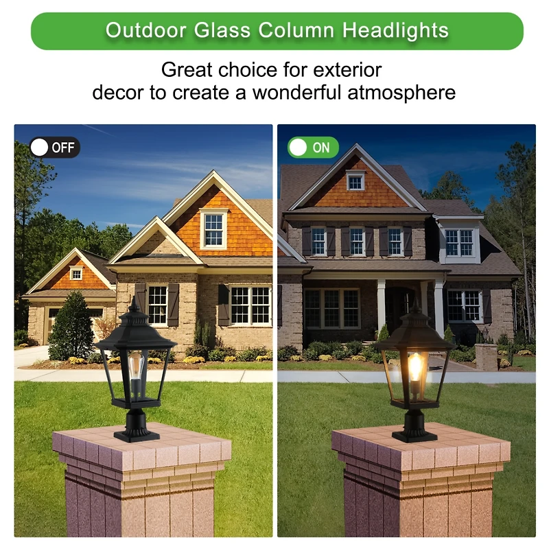 Streamdale Furniture Outdoor Glass Column HeadLights(2pack)