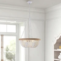 Streamdale Bohemian style Wood Beaded Chandelier Oak White