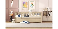 Streamdale Twin Wood Daybed With Trundle And Fence Guardrails