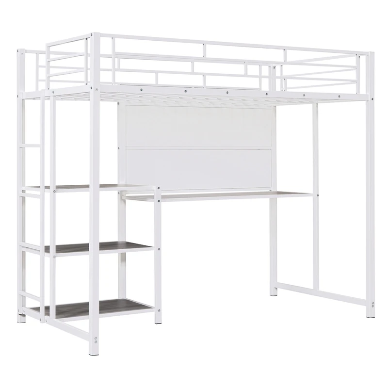 Streamdale Twin Loft Bed with Desk and Shelves