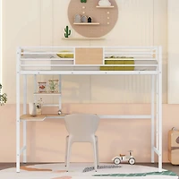 Streamdale Twin Metal Loft Bed With Desk And Shelve