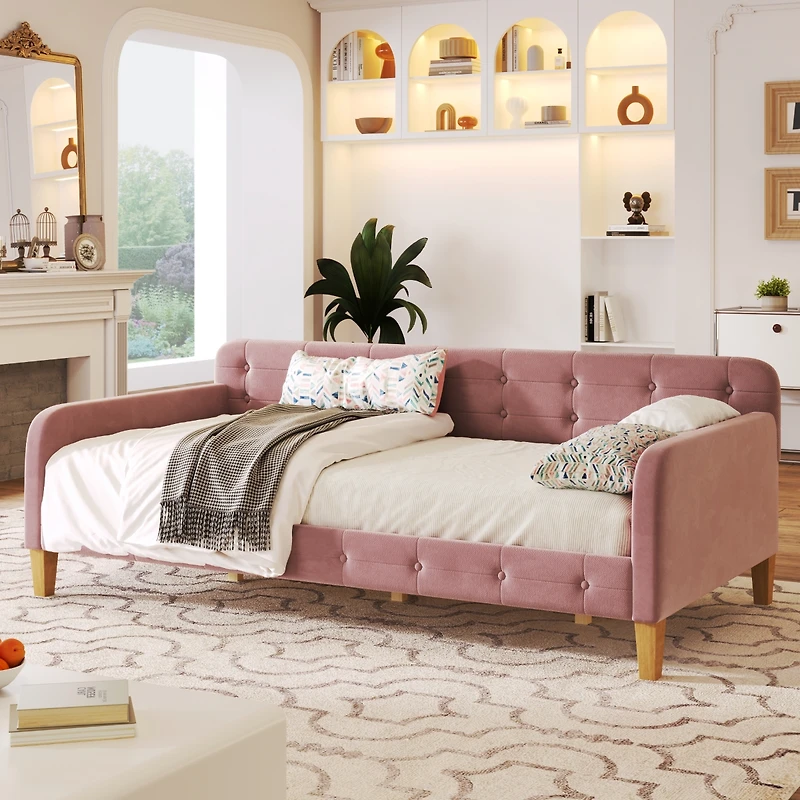 Streamdale Twin Upholstered Daybed With 4 Support Legs