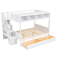 Streamdale Twin Over Full Bunk Bed With Shelfs, Storage Staircase And 2 Drawers