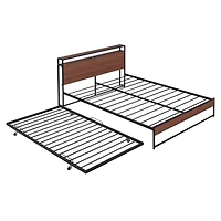 Streamdale Queen Metal Platform Bed w/ Trundle, USBs