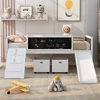 Streamdale Twin Loft Bed Wood With Two Storage Boxes