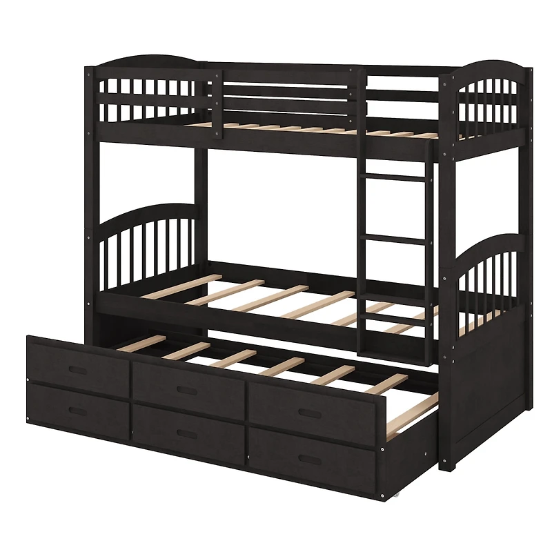 Streamdale Twin Over Wood Bunk Bed With Trundle And Drawers