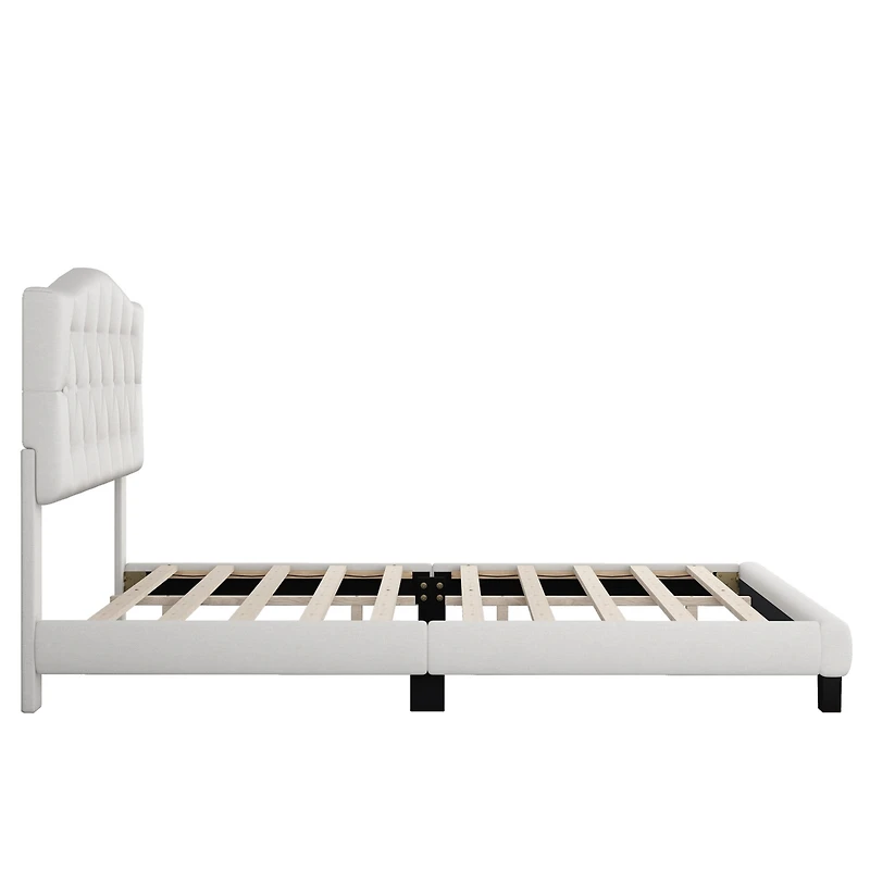 Streamdale Diamond Tufted Platform Bed with Curved Headboard, Queen