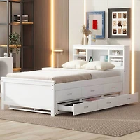 Streamdale Twin Bed with Storage Headboard, Trundle and Drawers
