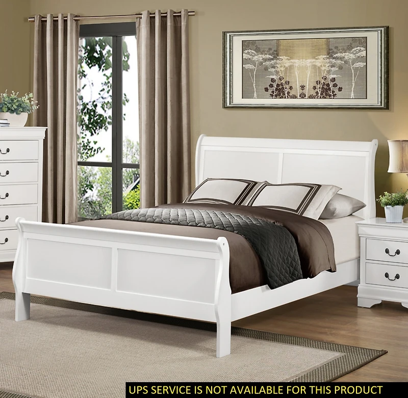 Streamdale Louis Philipe White Traditional Sleigh Bed