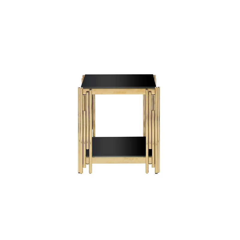 Streamdale Furniture Luxurious End Table Mirrored Glass, Polished Gold Frame, 20"x20"x22", Modern Glam Style