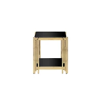 Streamdale Furniture Luxurious End Table Mirrored Glass, Polished Gold Frame, 20"x20"x22", Modern Glam Style