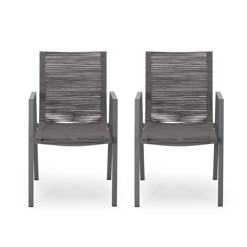 Streamdale Furniture Stylish and Comfortable Outdoor Dining Chairs with Rope Weave and Aluminum Frames