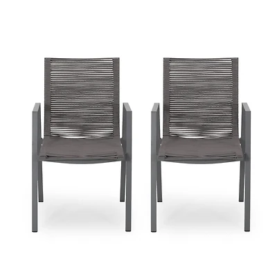 Streamdale Furniture Stylish and Comfortable Outdoor Dining Chairs with Rope Weave and Aluminum Frames