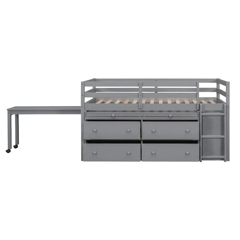 Streamdale Loft Bed with Retractable Desk and Drawers