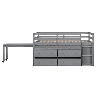 Streamdale Loft Bed with Retractable Desk and Drawers
