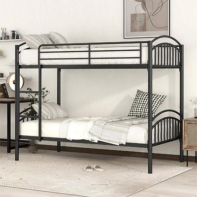 Streamdale Twin Over Twin Metal Bunk Bed, Divided Into Two Beds