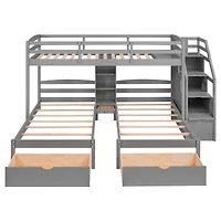Streamdale Triple Twin Bunk Bed with Drawers & Staircase Storage