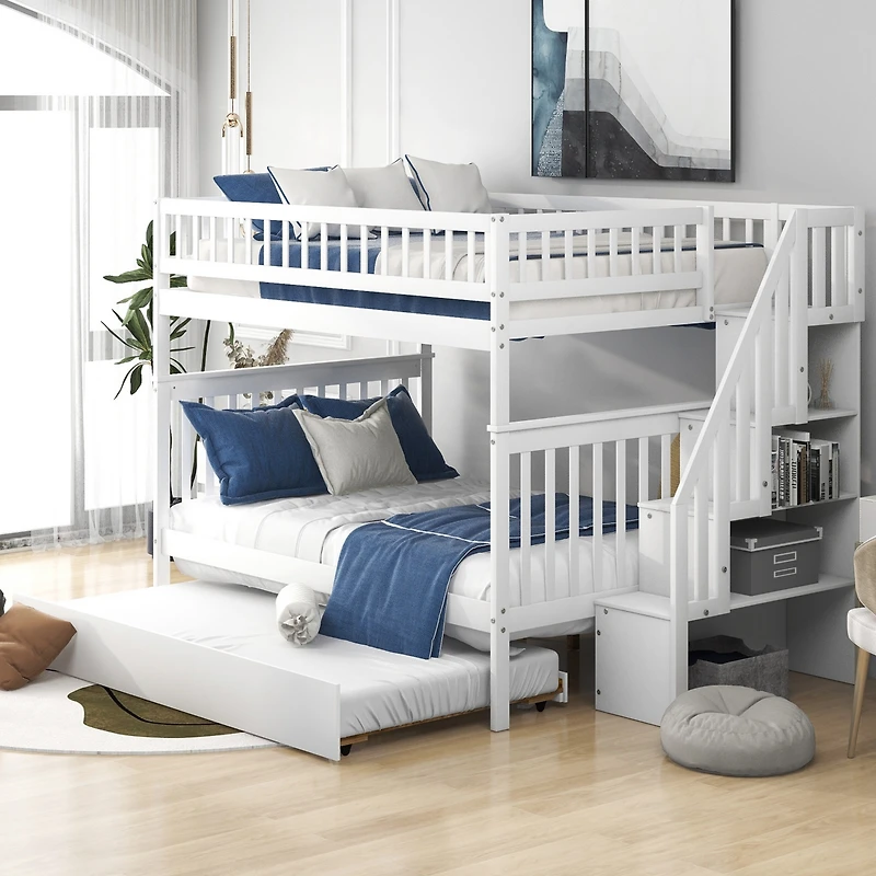 Streamdale Full Over Bunk Bed With Trundle And Staircase