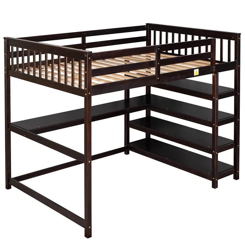 Streamdale Full Loft Bed With Storage Shelves And Under-Bed Desk