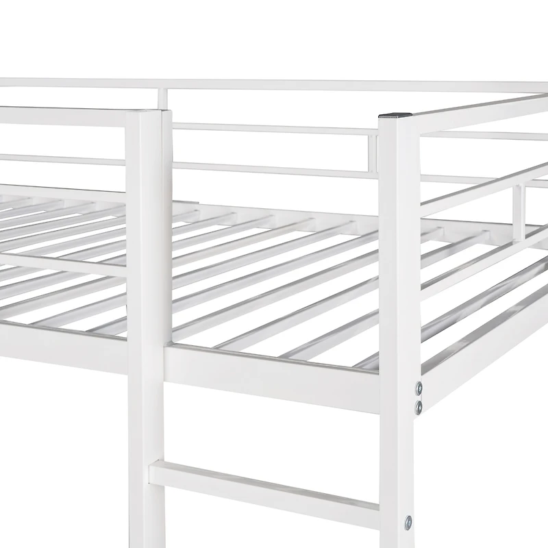 Streamdale Twin Metal Loft Bed With 2 Shelves And One Desk