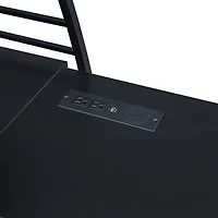 Streamdale Full Size Loft Bed with Shelves, L-Shaped Desk & Charging Ports
