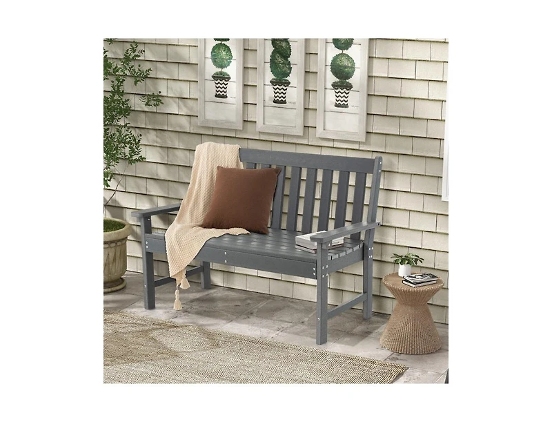 All-Weather Hdpe Outdoor Bench with Backrest and Armrests
