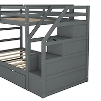 Streamdale Twin-Over-Twin Bunk Bed With Twin Trundle And 3 Storage Stairs