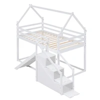 Streamdale Twin Over House Loft Or Bunk Bed With Slide And Staircase