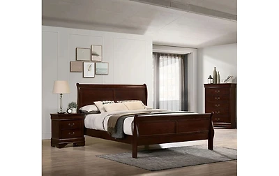 Queen Size Bed Cherry Louis Philippe Solid Wood 1 Piece Bed Bedroom Sleigh Bed Bedroom Furniture