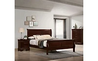 Queen Size Bed Cherry Louis Philippe Solid Wood 1 Piece Bed Bedroom Sleigh Bed Bedroom Furniture