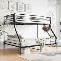 Simplie Fun Heavy Duty Twin-Over-Full Metal Bunk Bed, Easy Assembly With Enhanced Upper-Level Guardrail