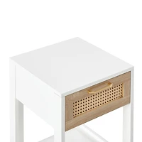 Simplie Fun 15.75 Rattan End Table With Drawer, Modern Nightstand, Side Table For Living Roon, Bedroom