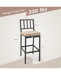 Slickblue Set of 2 Patio Bar Chairs with Detachable Cushion and Footrest-Vertical Stripes