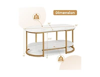 Slickblue Marble Coffee Table with Open Storage Shelf-White