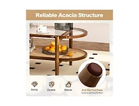 2-Tier Coffee Table with Tempered Glass Tabletop and Acacia Wood Frame