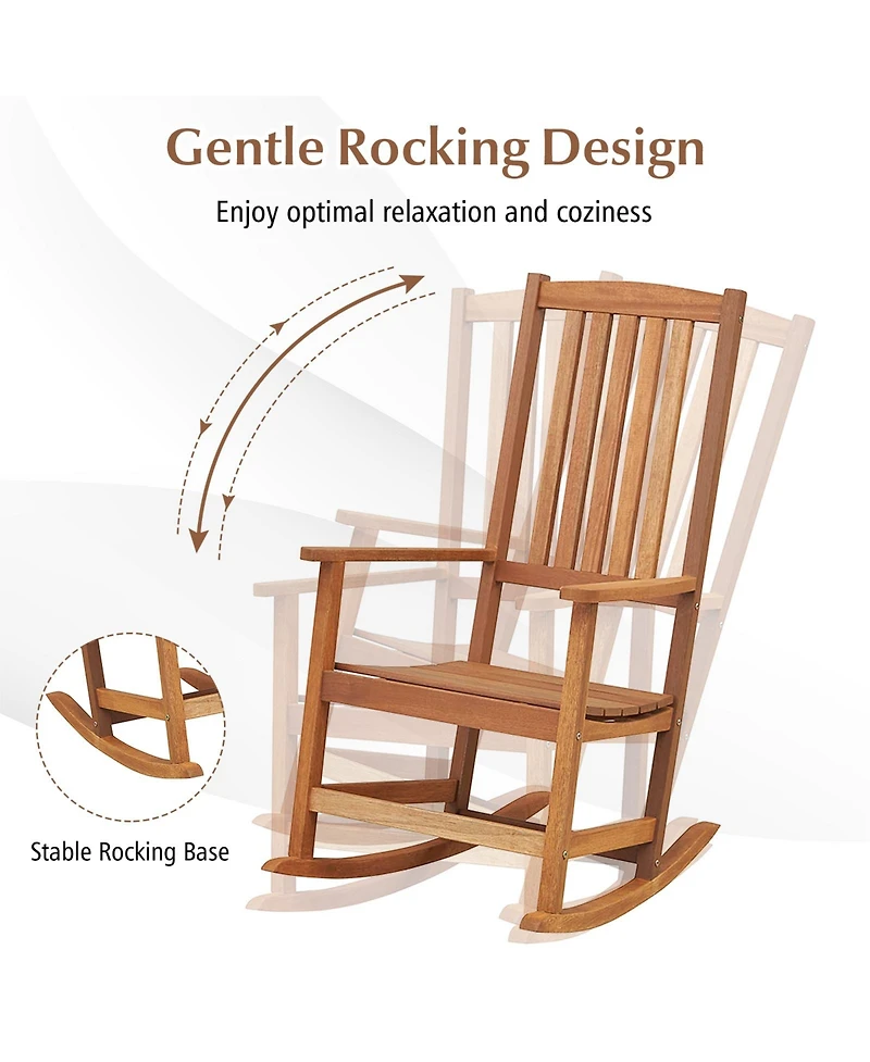 Slickblue Patio Rocking Chair Ergonomic High-Back Outdoor Rocker with Smooth Rocking Base