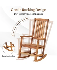 Slickblue Patio Rocking Chair Ergonomic High-Back Outdoor Rocker with Smooth Rocking Base