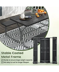 Slickblue 6 Ft Picnic Table Bench Set Dining and 2 Benches with Metal Frame Hdpe Tabletop