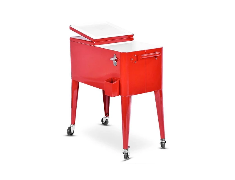 Slickblue Red Portable Outdoor Patio Cooler Cart